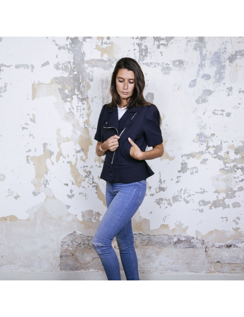 Blouson LOUIS VUITTON T42  manches courtes bleu 