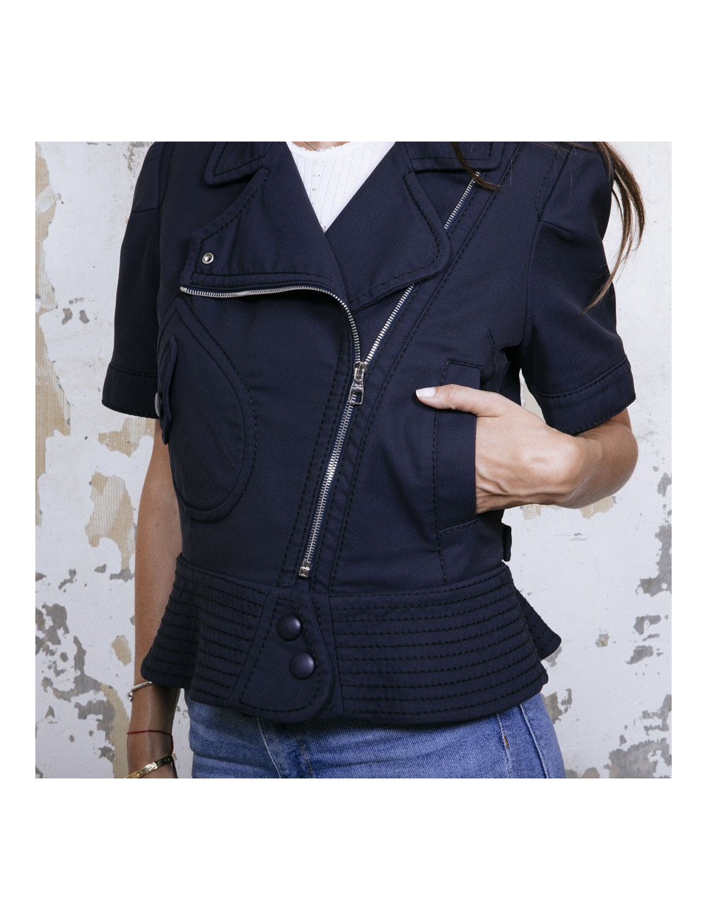 Veste LOUIS VUITTON T42  manches courtes bleu