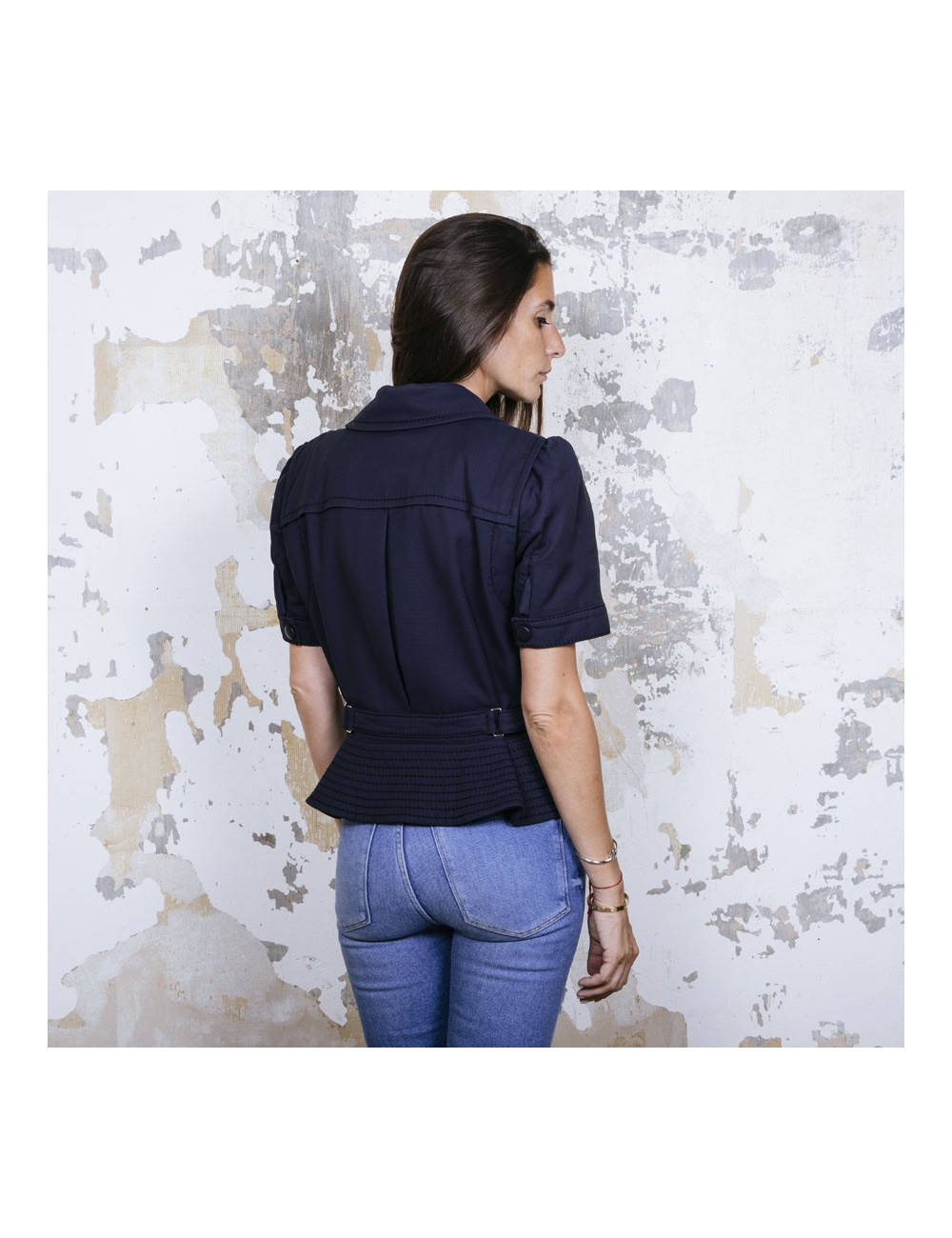 Blouson LOUIS VUITTON T42  manches courtes bleu 