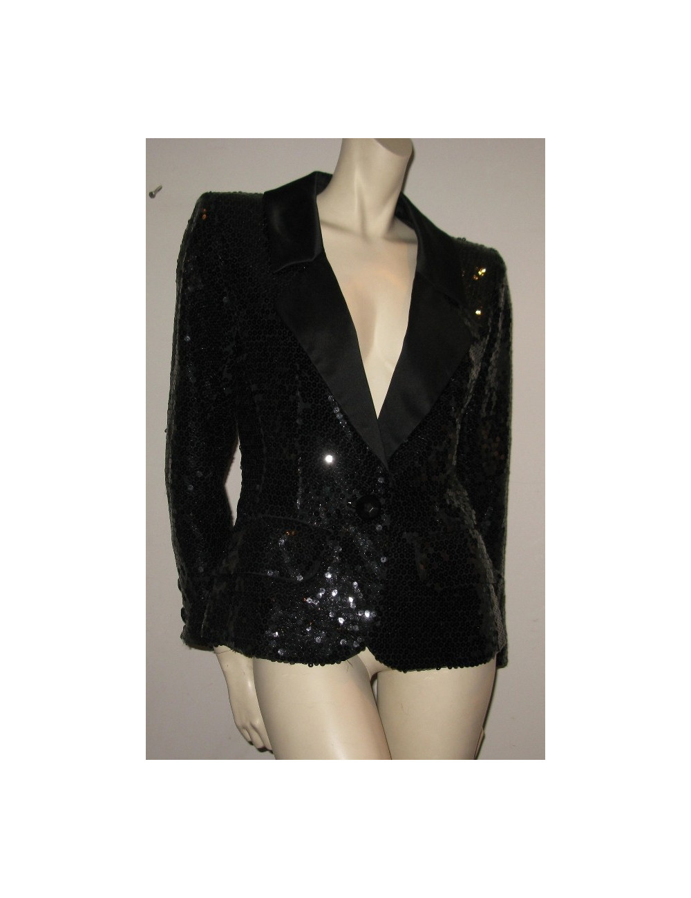 Veste sequins et soie noire YVES SAINT LAURENT
