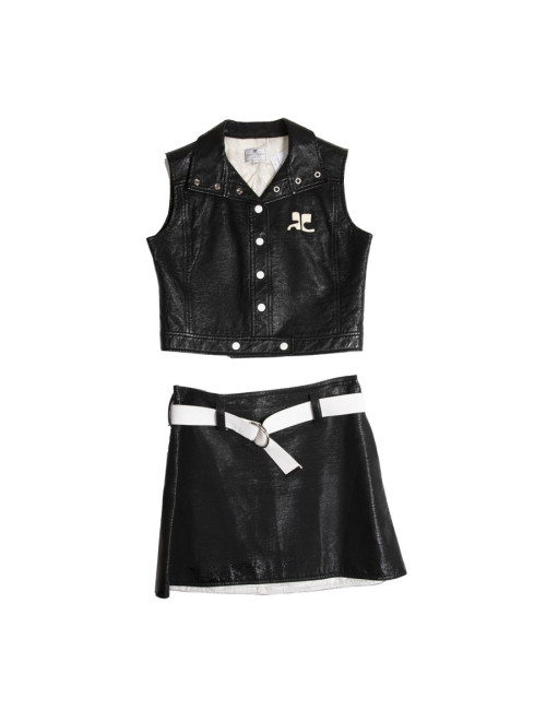 Ensemble T 40 blouson et jupe COURREGES noir