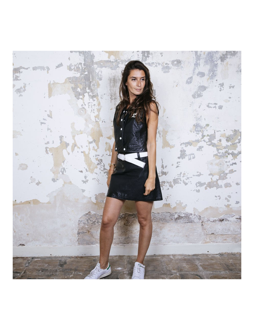 Ensemble blouson et jupe COURREGES noir