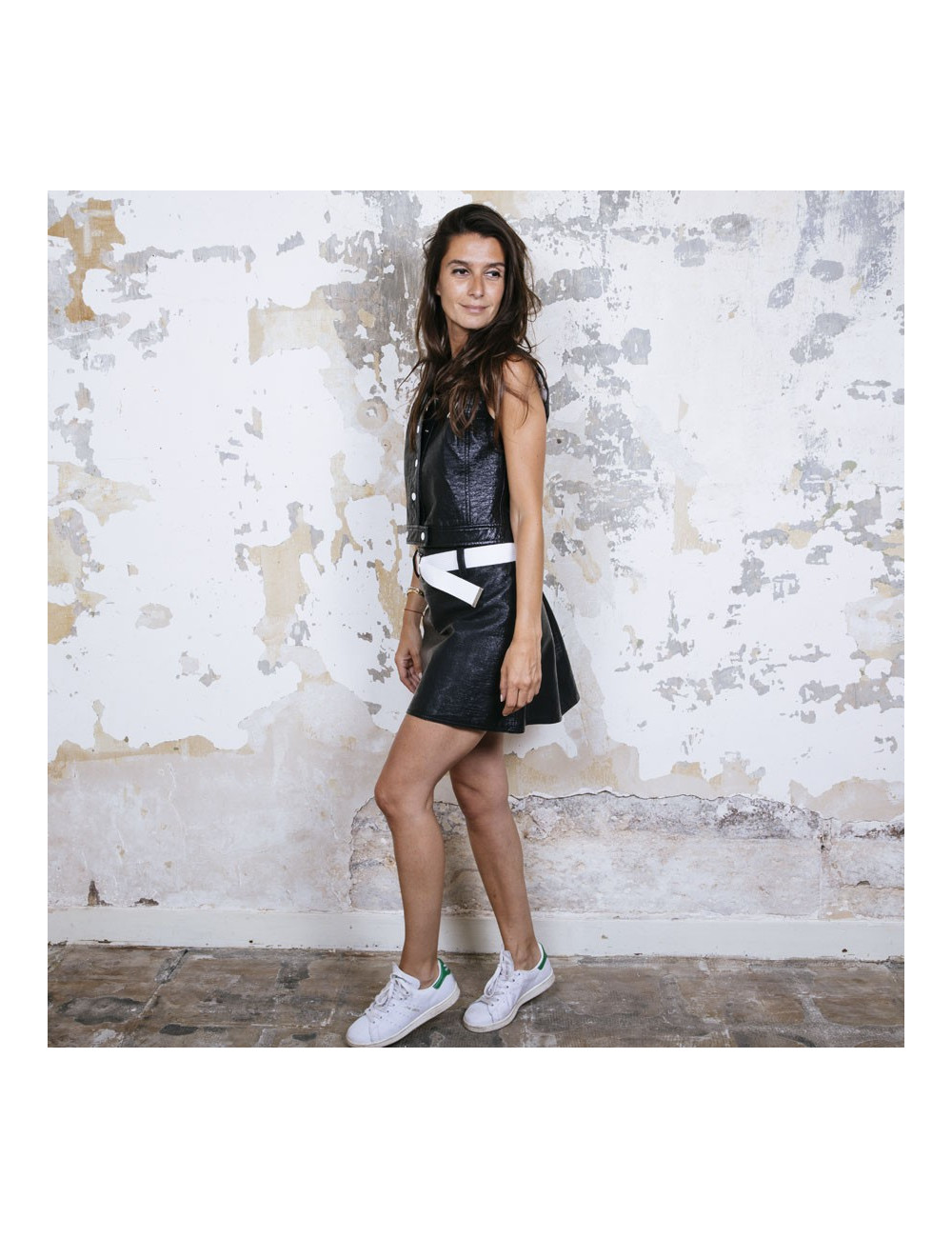 Ensemble T 40 blouson et jupe COURREGES noir