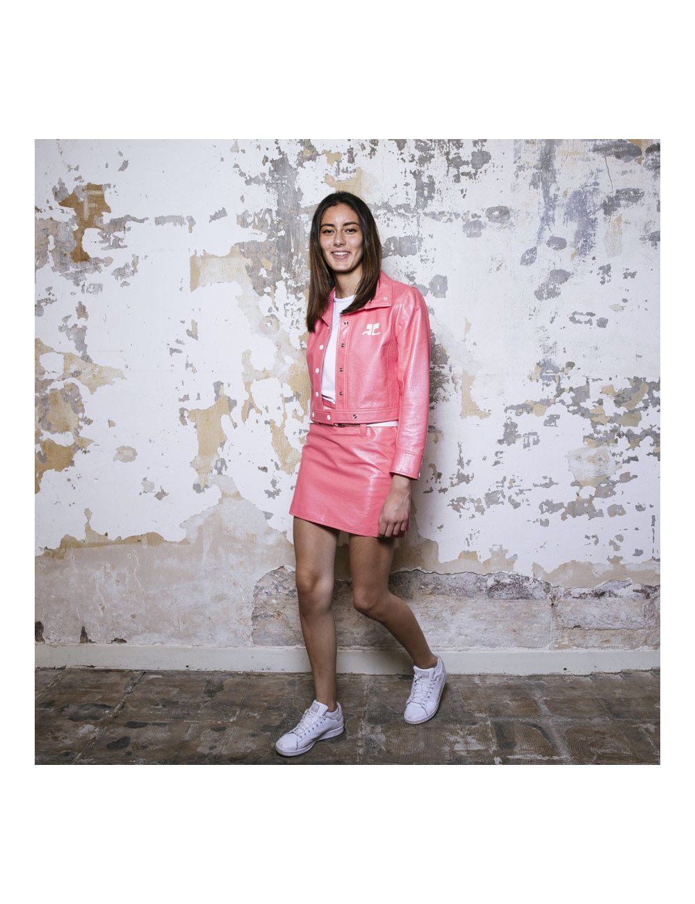Ensemble blouson et jupe COURREGES rose