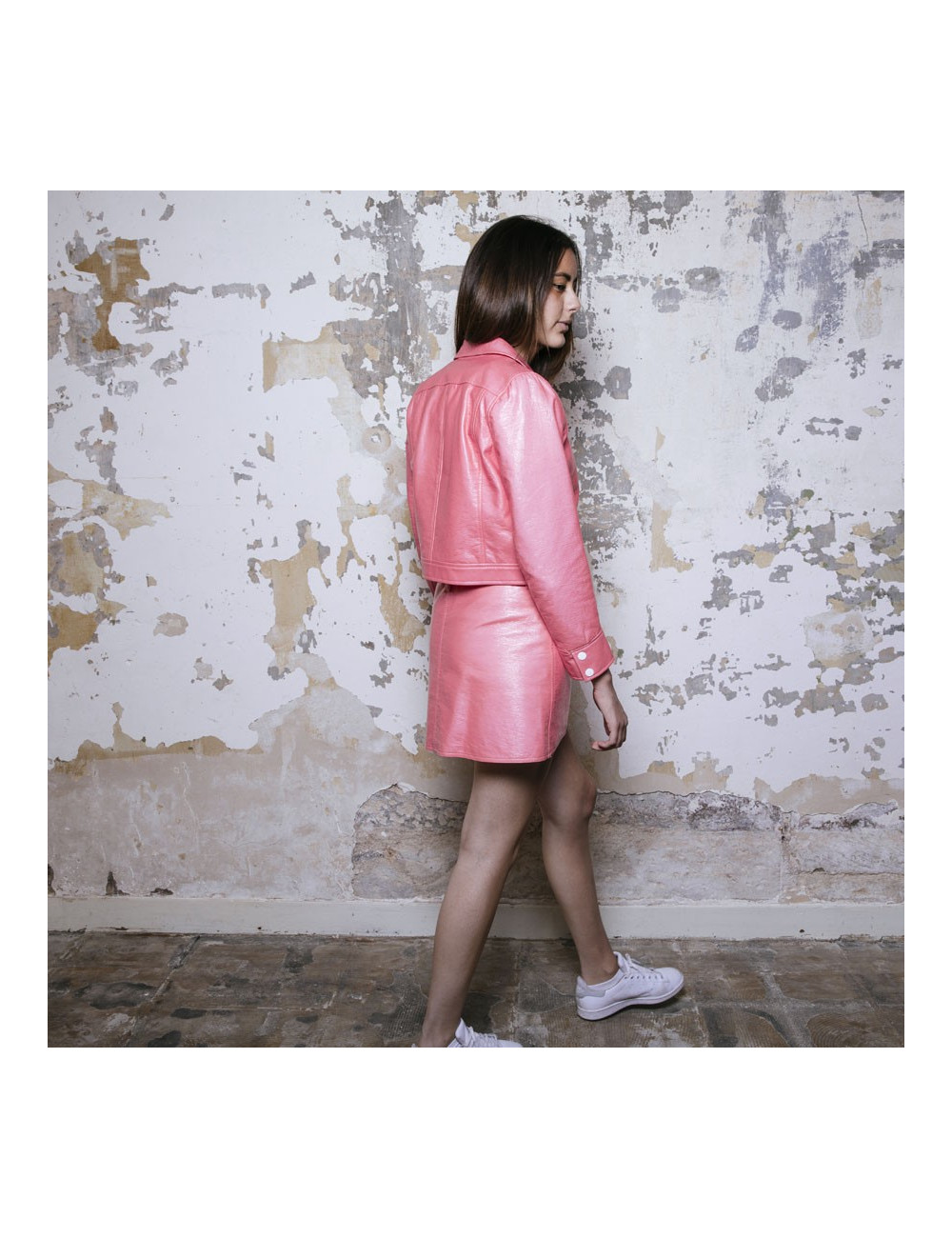 Ensemble blouson et jupe COURREGES rose