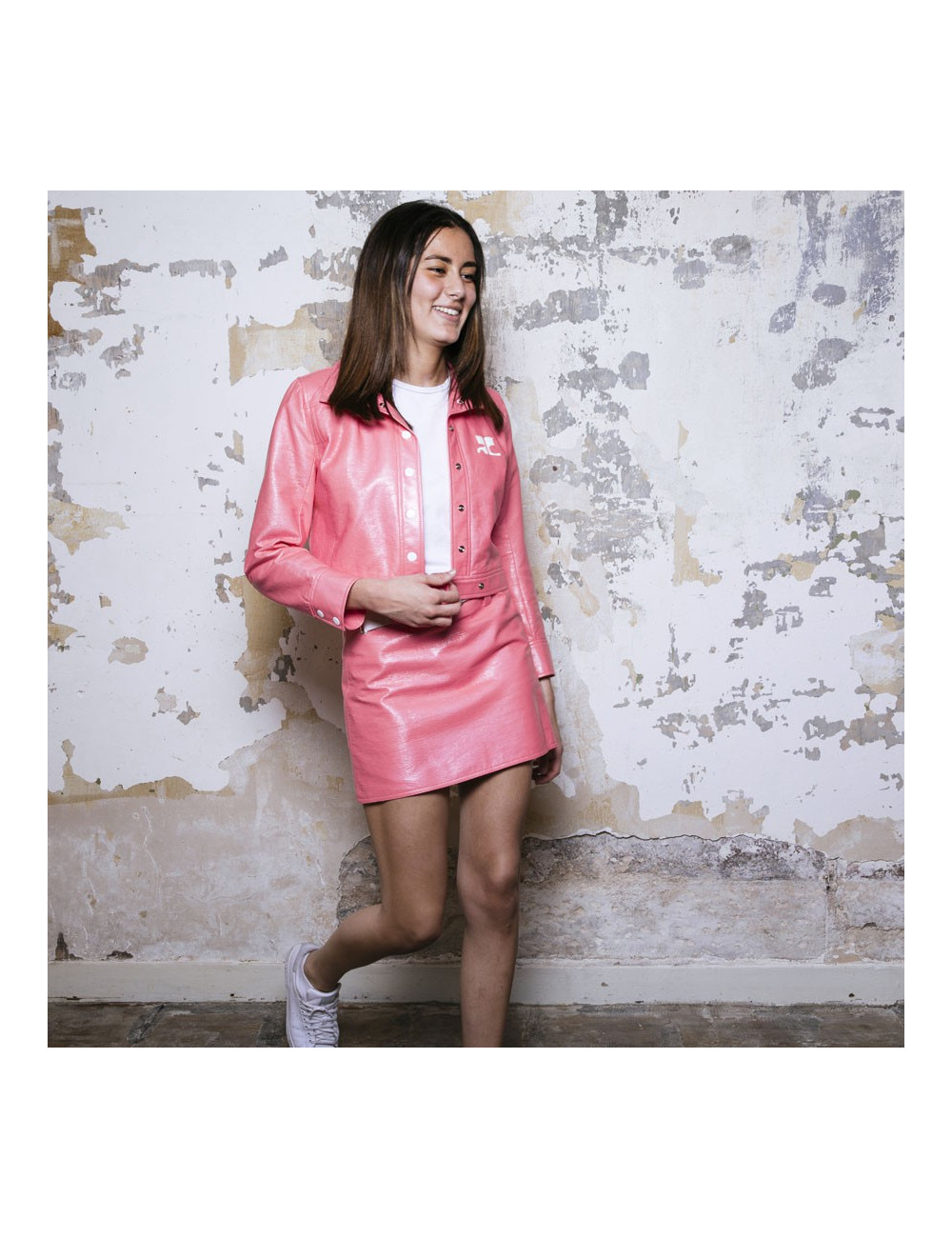 Ensemble blouson et jupe COURREGES rose