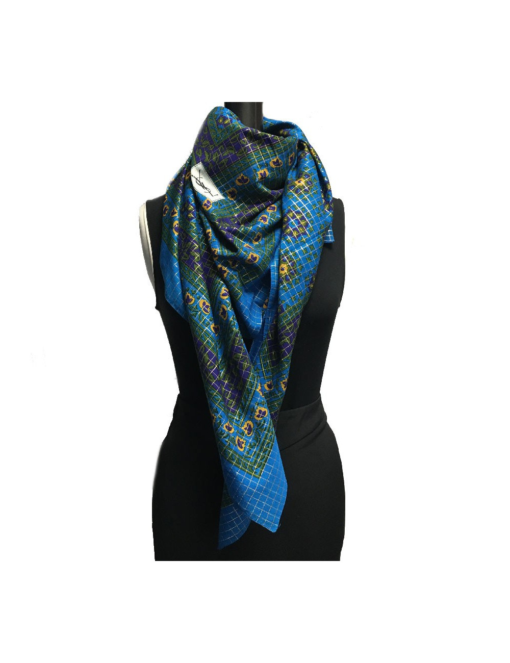 YVES SAINT LAURENT stole in cotton and gold threads