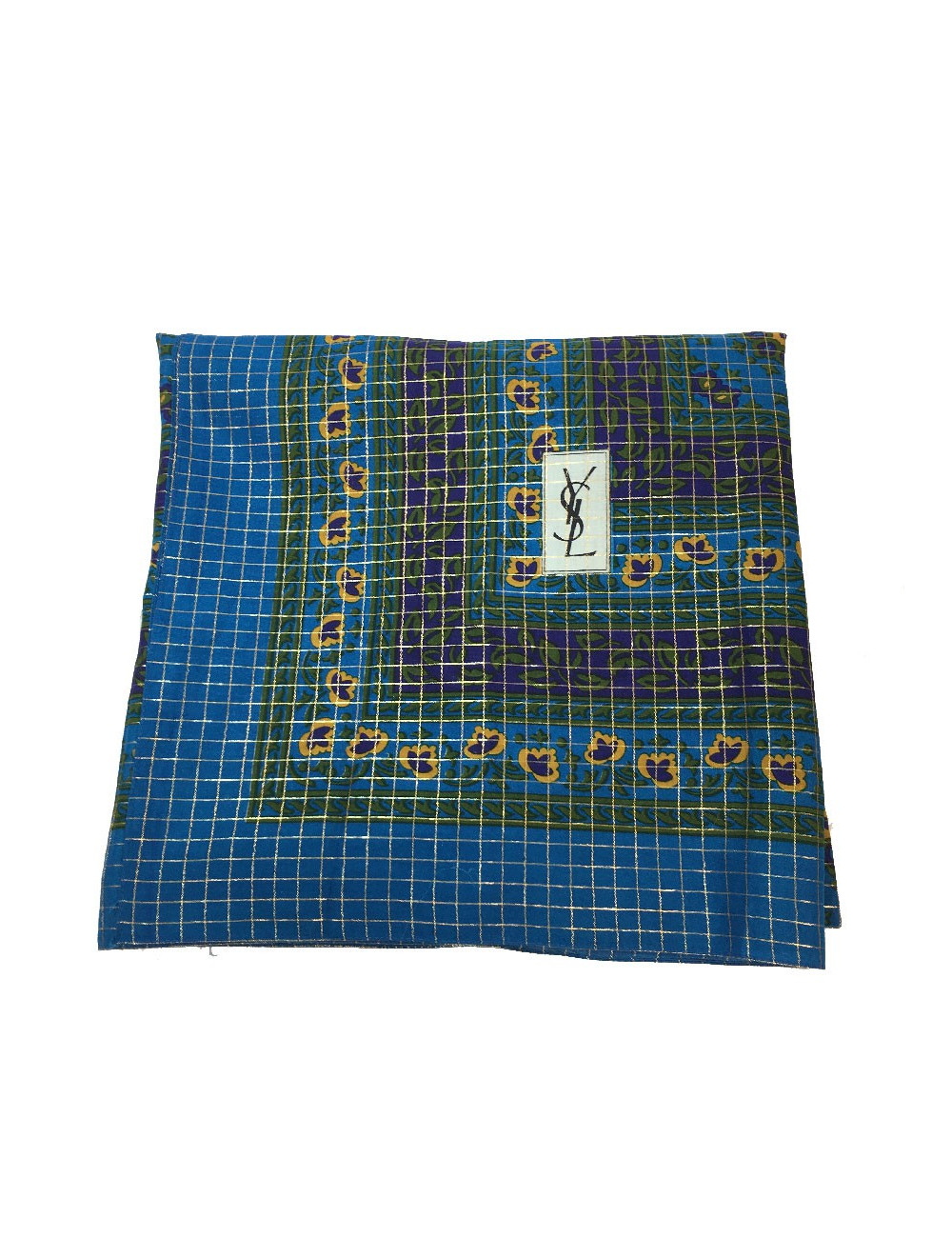 YVES SAINT LAURENT stole in cotton and gold threads