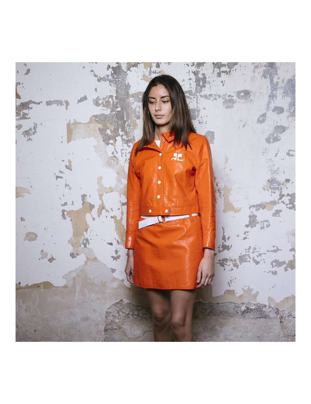 Ensemble bouson et jupe COURREGES orange 