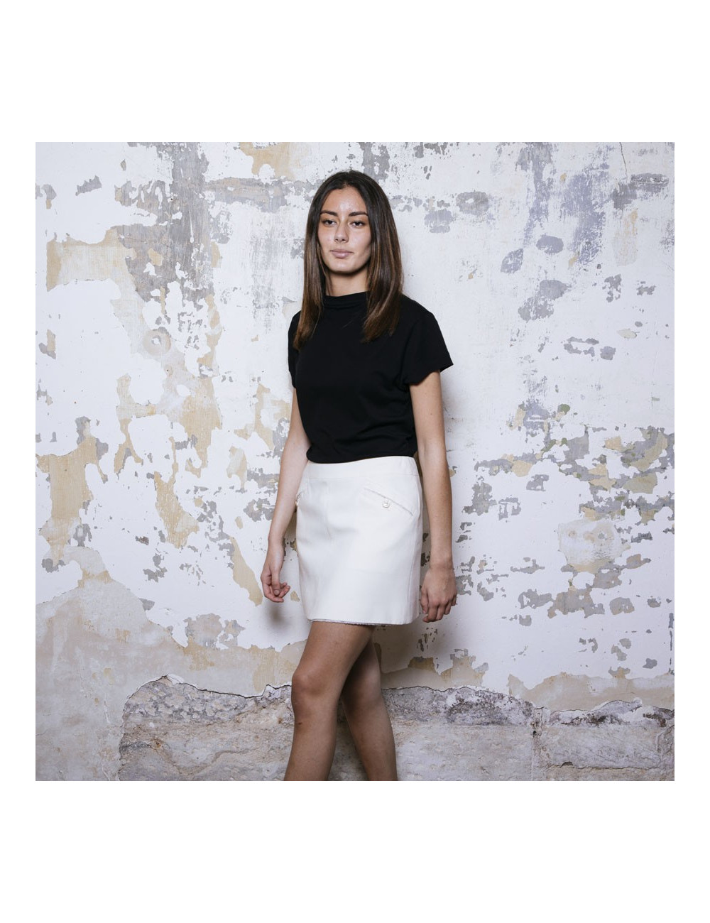 CHANEL short skirt in beige wool size 38FR