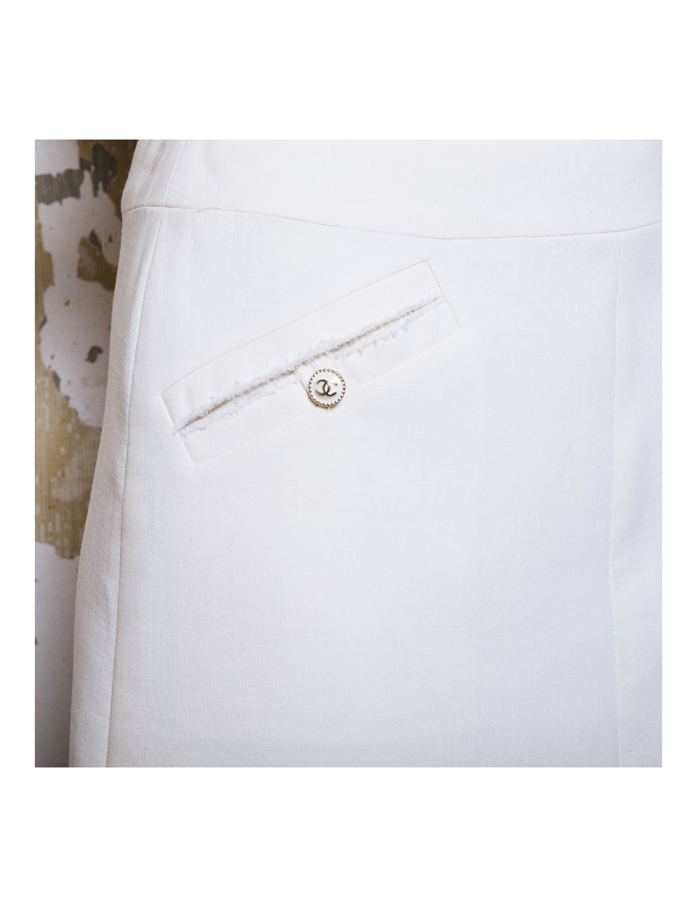 CHANEL short skirt in beige wool size 38FR