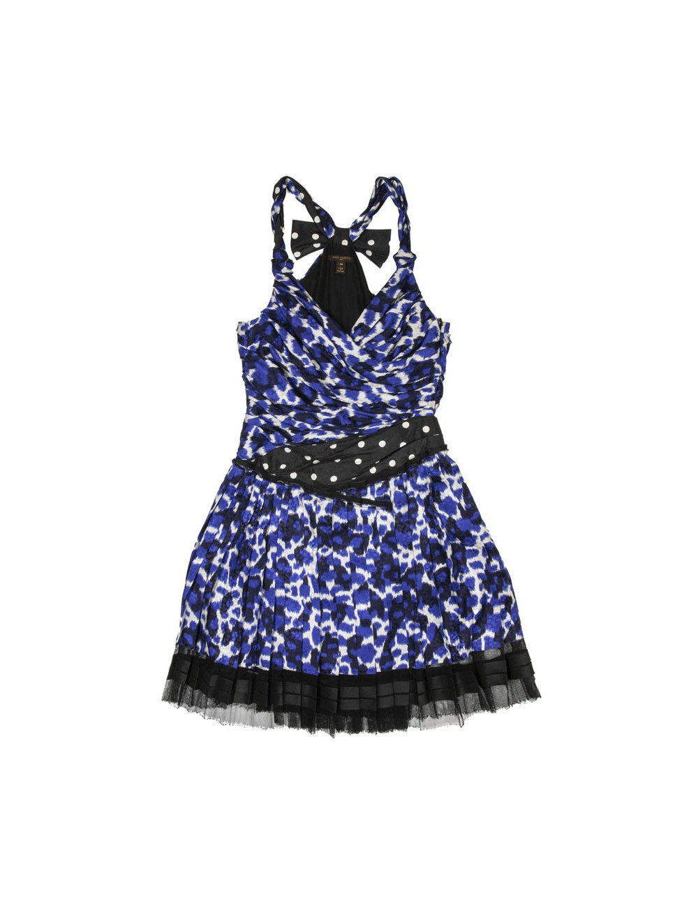 Robe LOUIS VUITTON T38 en soie imprimée bleue et blanche