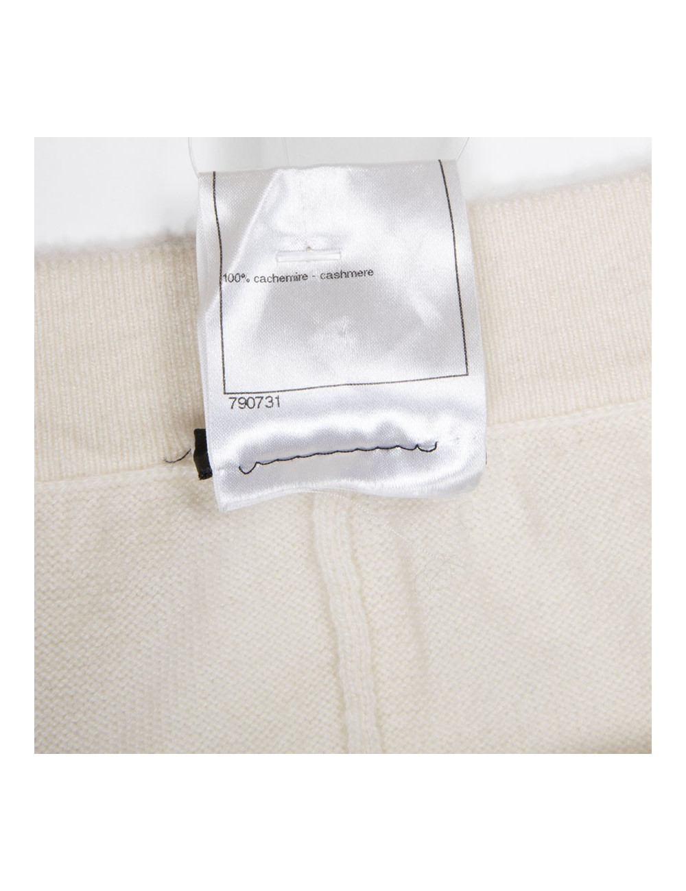 Jupe longue CHANEL T 42 en cachemire ivoire et rayée noire