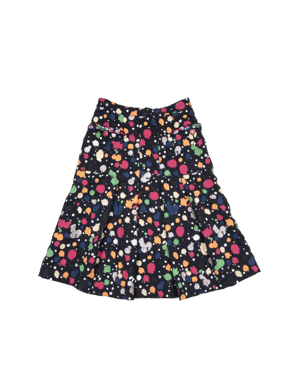 Jupe t 36 CHANEL Tweed bleu et peinture multicolore