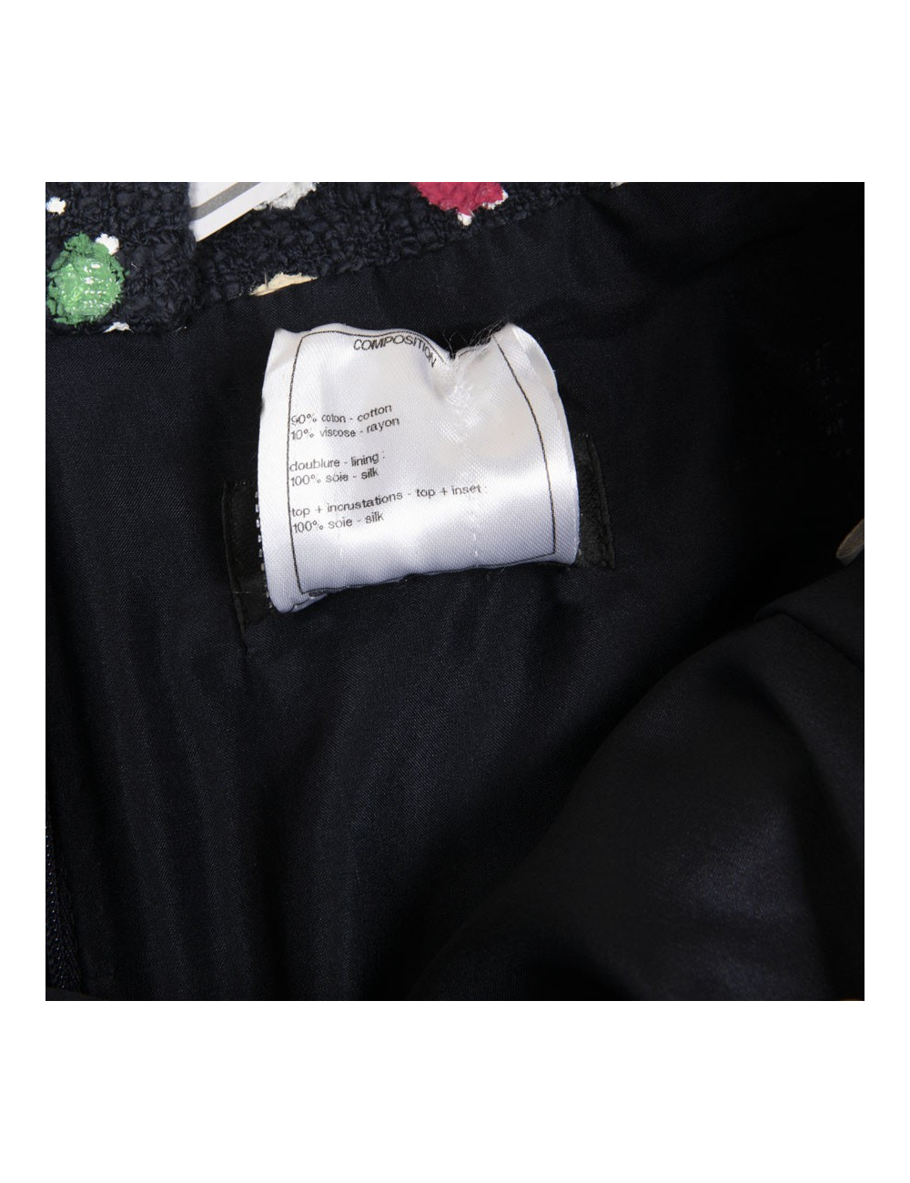 Jupe t 36 CHANEL Tweed bleu et peinture multicolore