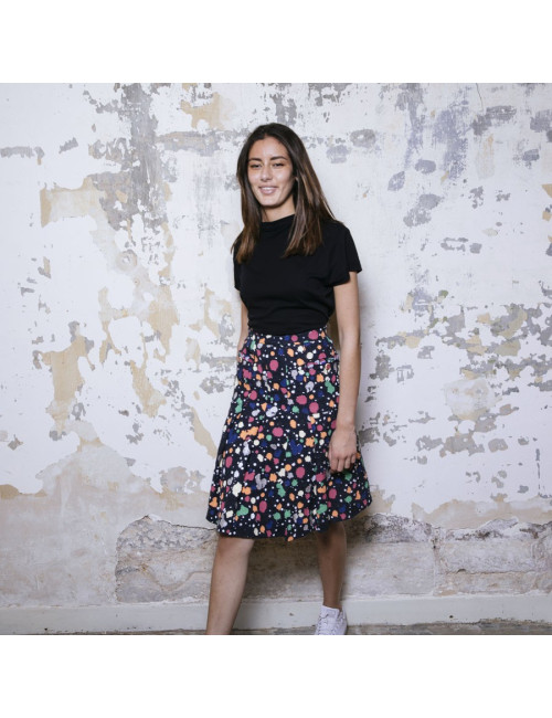 Jupe t 36 CHANEL Tweed bleu et peinture multicolore