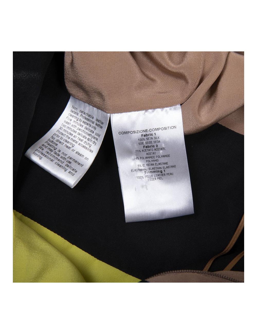 GUCCI dress in camel, black and yellow silk size 40 it / 36 FR