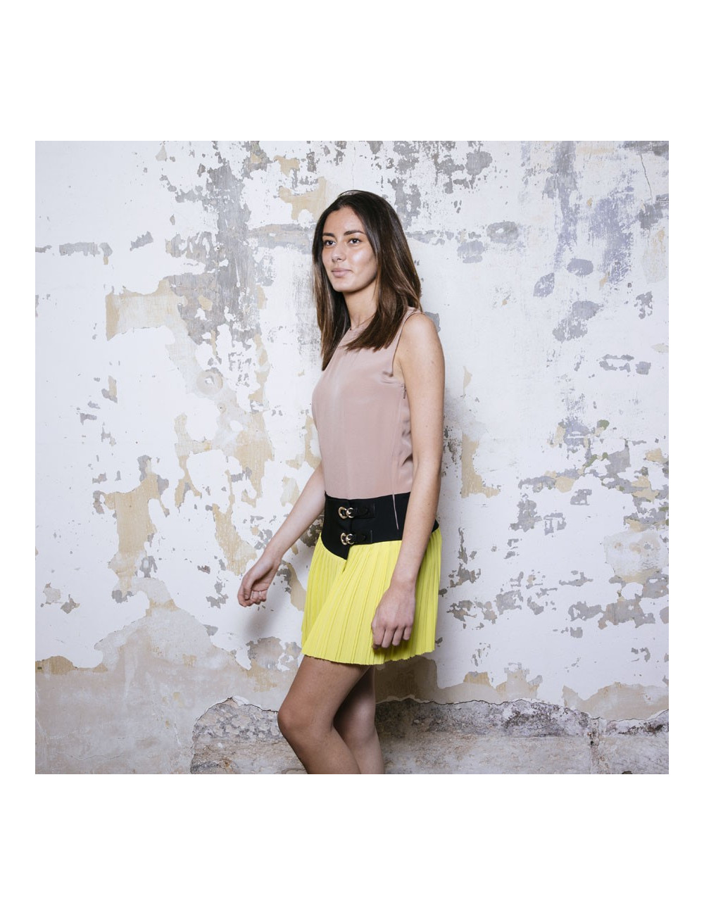 Robe T 40 GUCCI soie 100% beige noire jaune