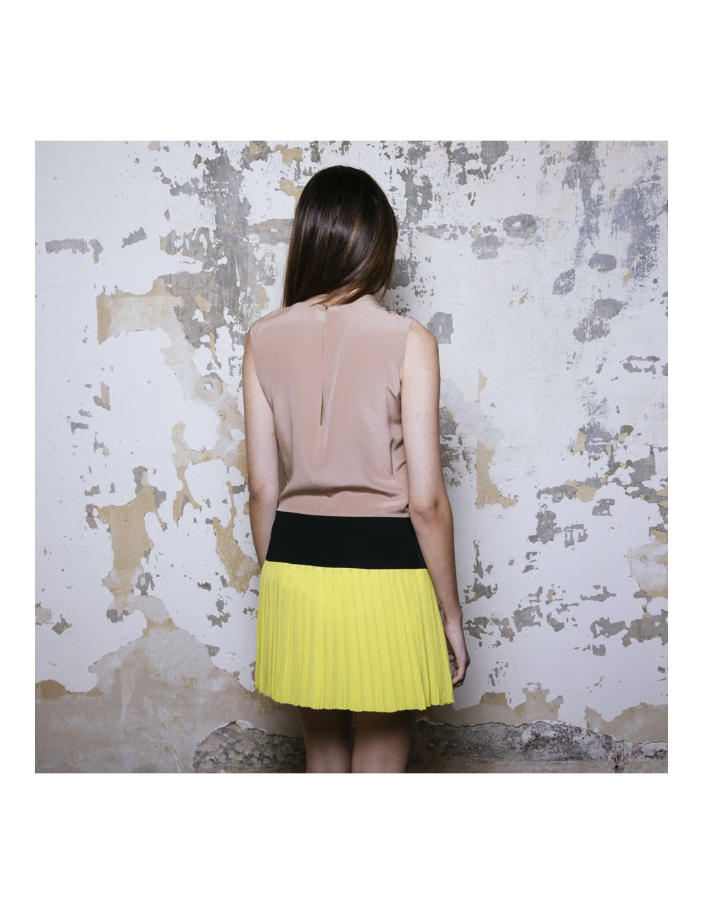 GUCCI dress in camel, black and yellow silk size 40 it / 36 FR