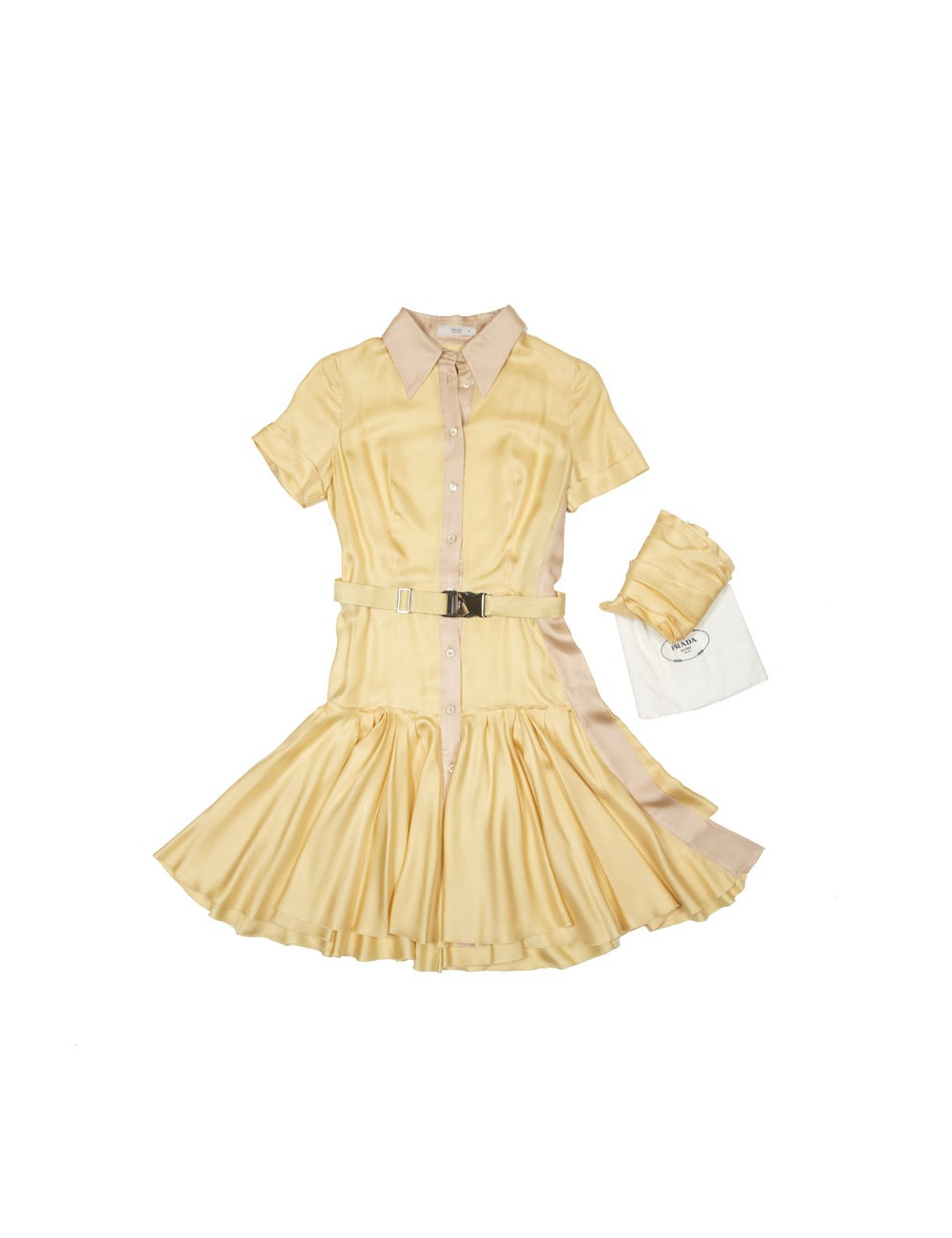 Robe T 38 PRADA en soie jaune pâle