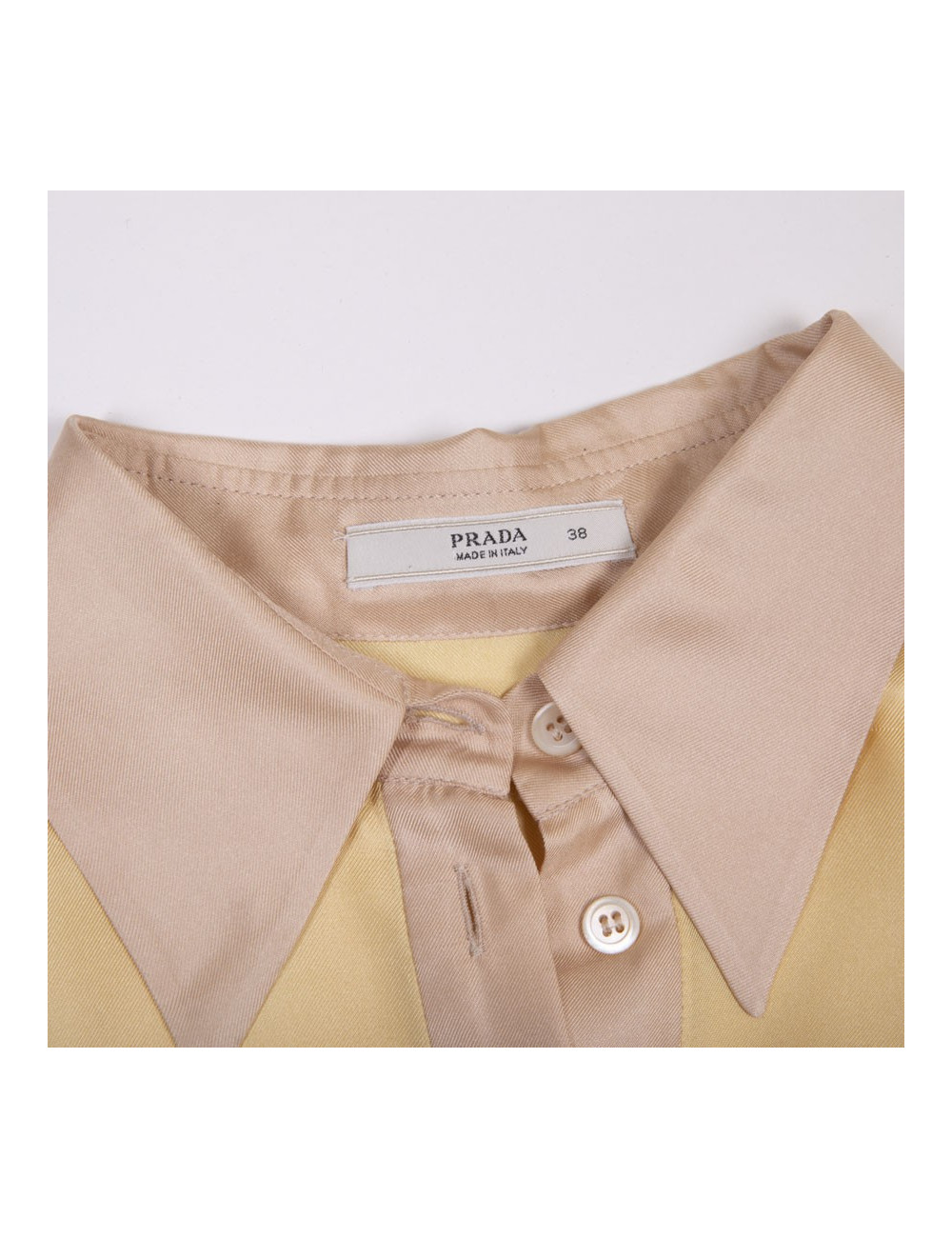 PRADA shirt dress in pale yellow silk size 38FR