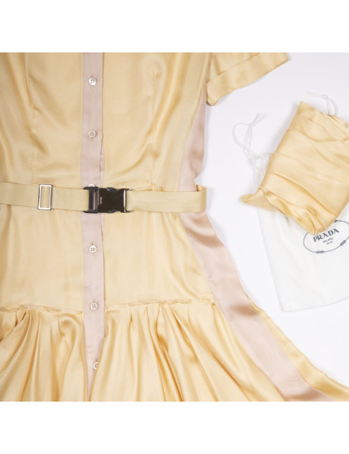 Robe T 38 PRADA en soie jaune pâle