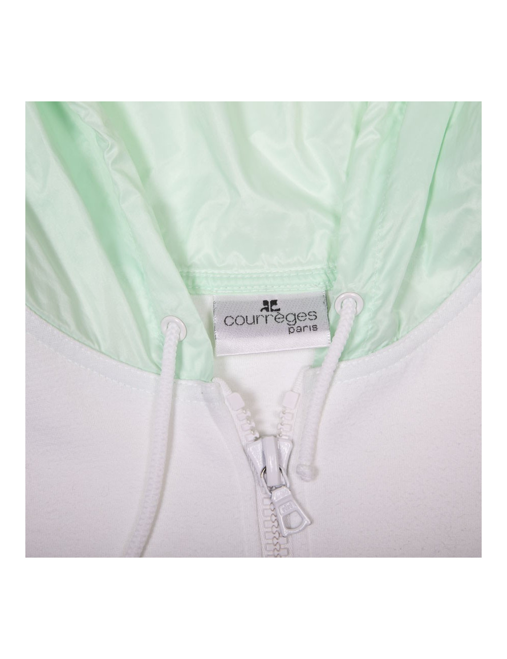 Robe sweat COURREGES blanche et capuche verte