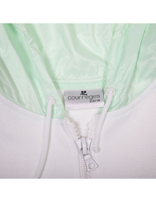 Robe sweat COURREGES blanche et capuche verte