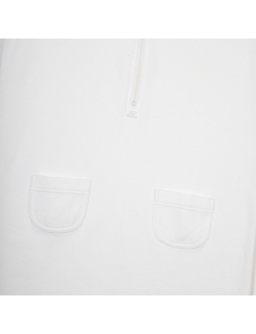 Robe sweat COURREGES blanche et capuche verte