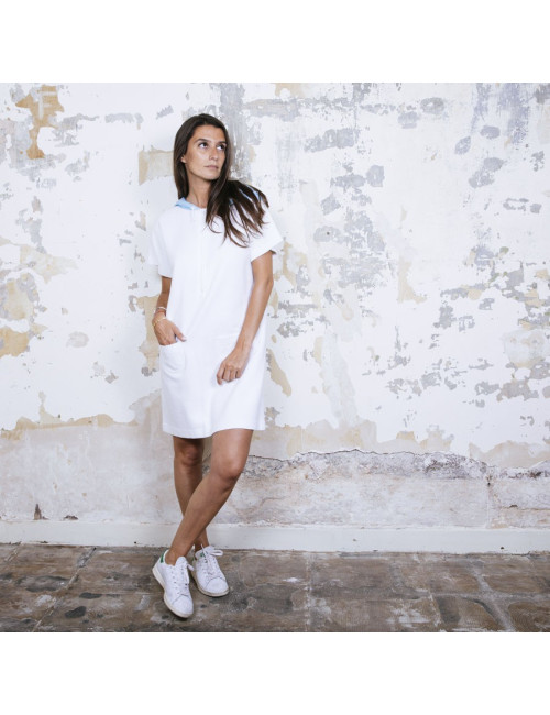 Robe sweat COURREGES capuche BLEUE