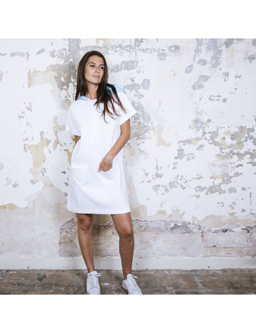 Robe sweat COURREGES capuche BLEUE