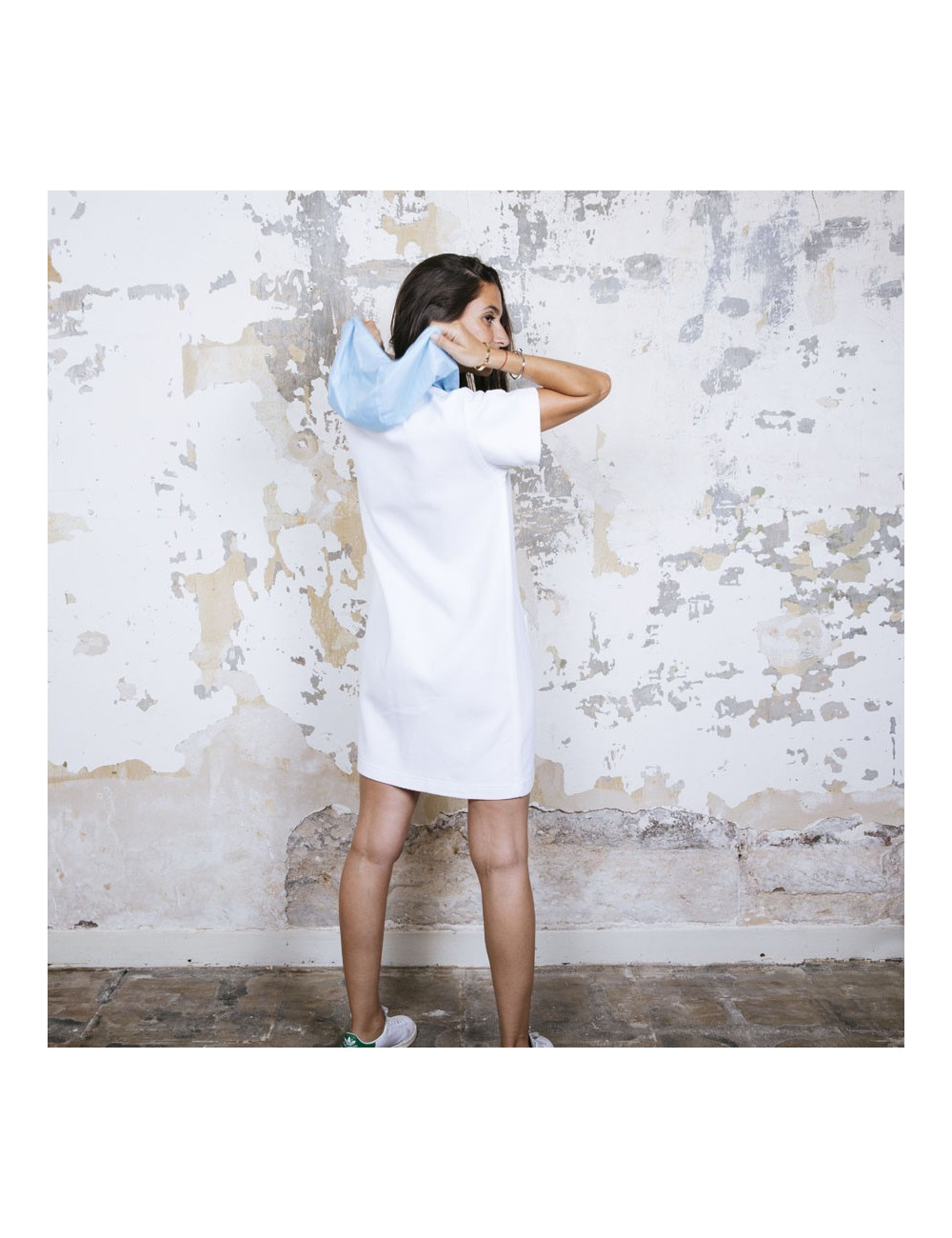 Robe sweat COURREGES capuche BLEUE