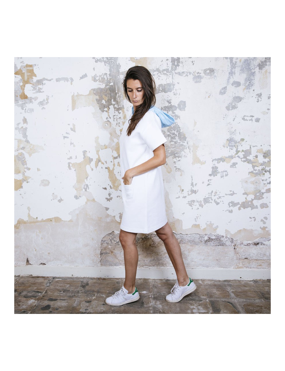 Robe sweat COURREGES capuche BLEUE