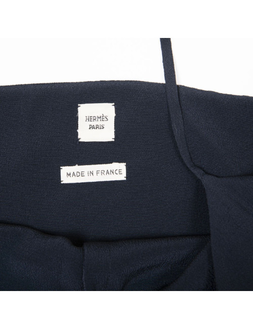 Robe T 34 HERMES soie bleue marine