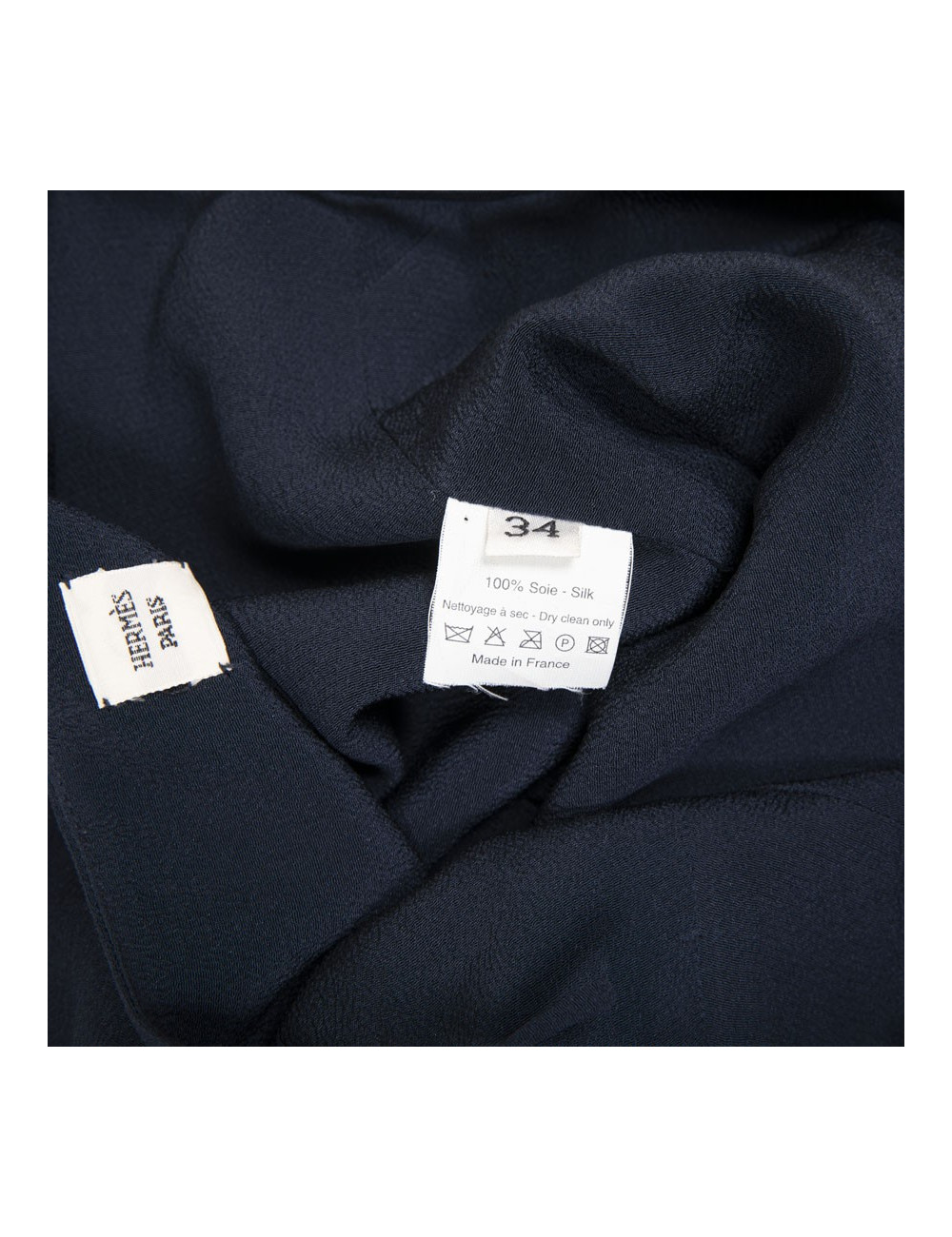 Robe T 34 HERMES soie bleue marine