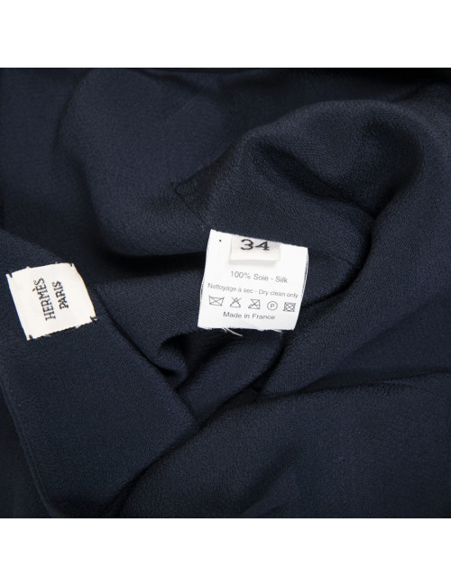Robe T 34 HERMES soie bleue marine