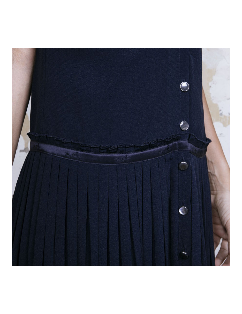 Robe T 34 HERMES soie bleue marine