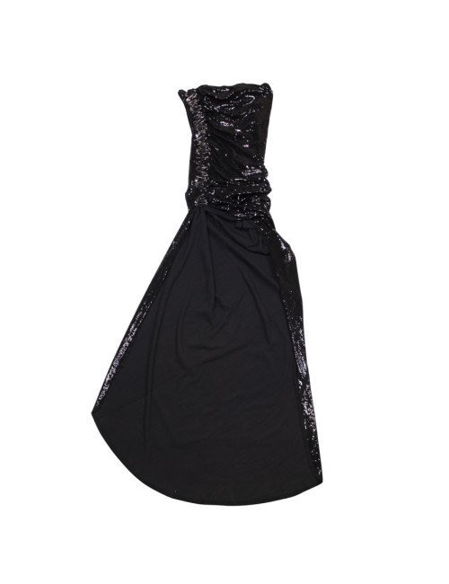 Robe Couture de cocktail T 38 BALMAIN broderies de sequins noirs