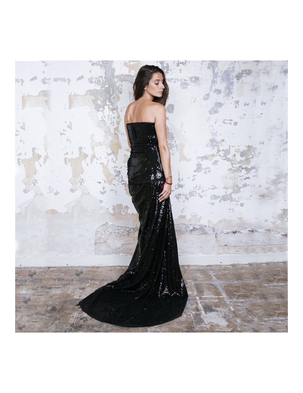 Robe Couture de cocktail T 38 BALMAIN broderies de sequins noirs