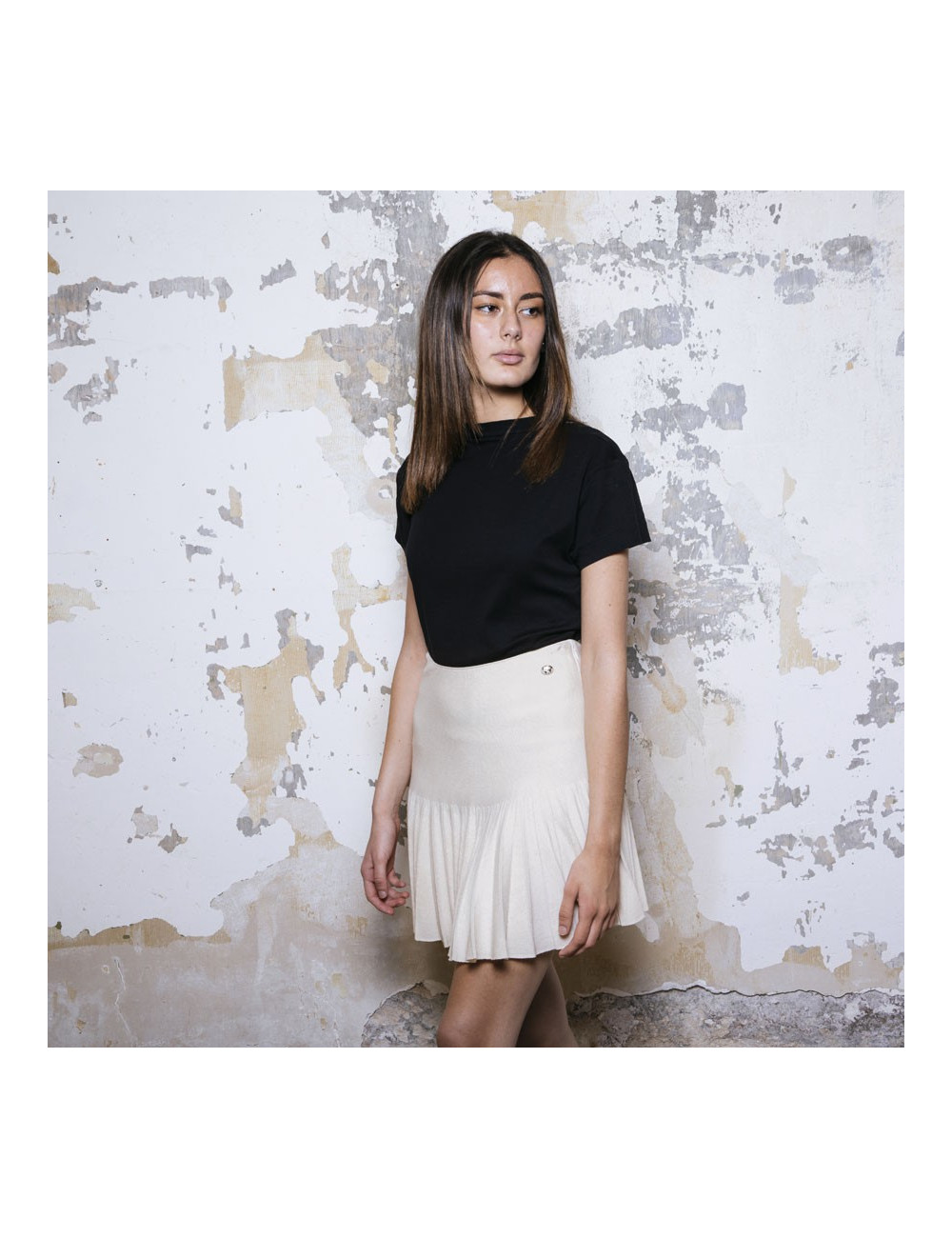 Jupe T34 CHANEL laine et cachemire écrue