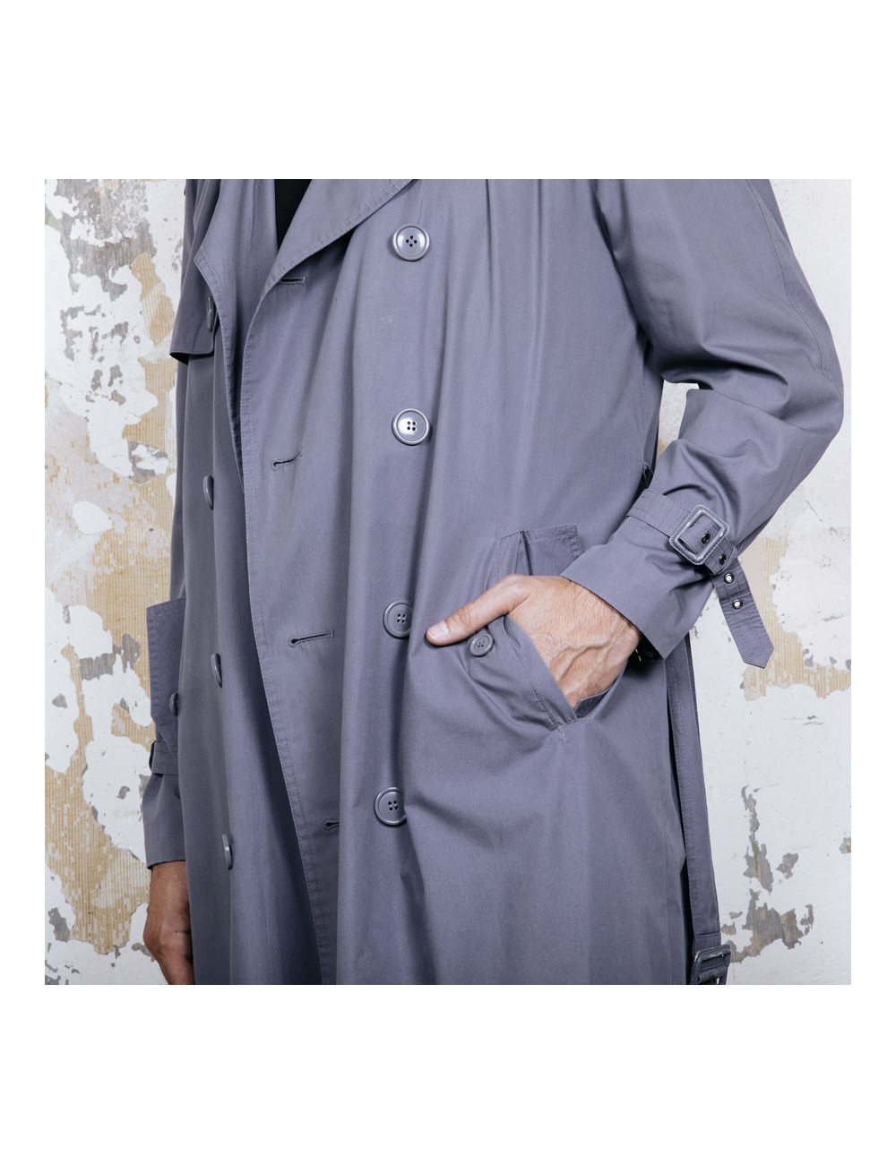 YVES SAINT LAURENT trench coat in gray blue fabric size 44FR