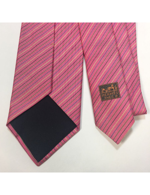 Cravate HERMES soie rose