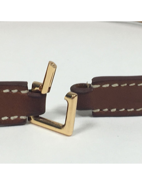 Bracelet HERMES Rivale double tour en cuir swfit marron