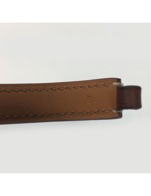 Bracelet HERMES Rivale double tour en cuir swfit marron