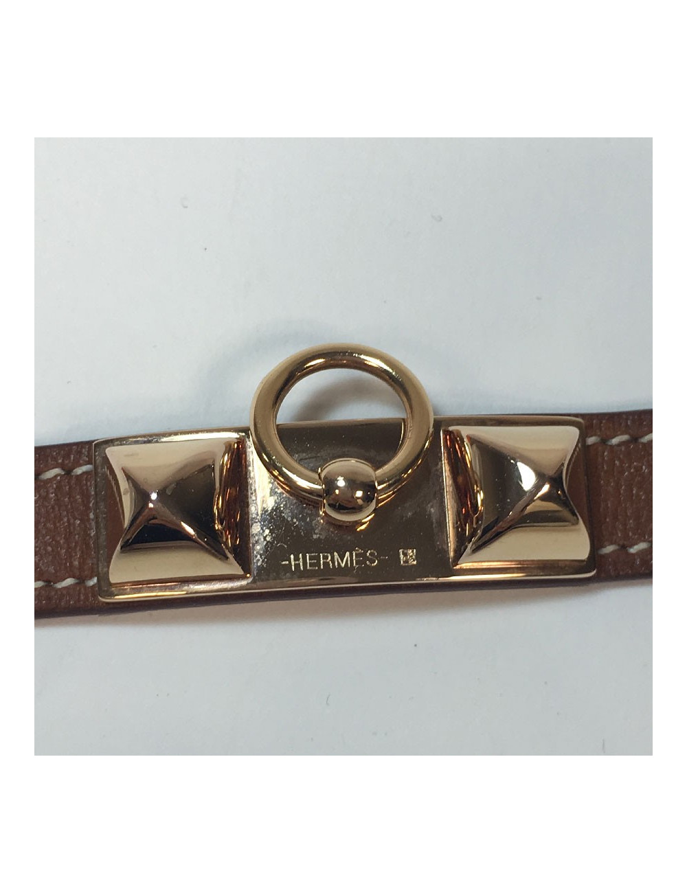 Bracelet HERMES Rivale double tour en cuir swfit marron