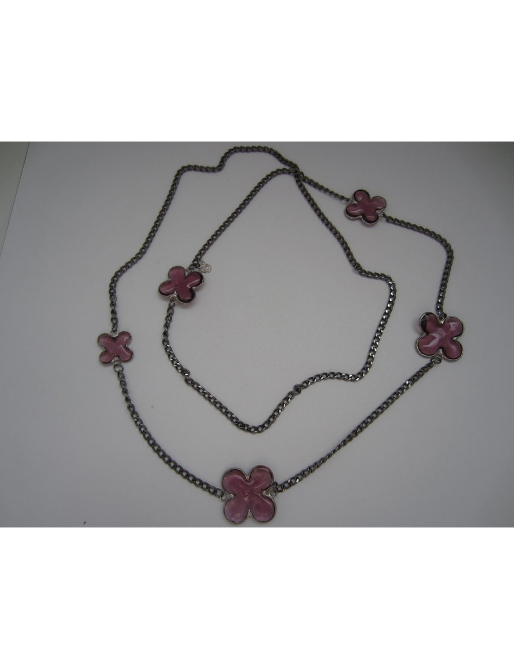 Sautoir trèfles mauve MARGUERITE DE VALOIS