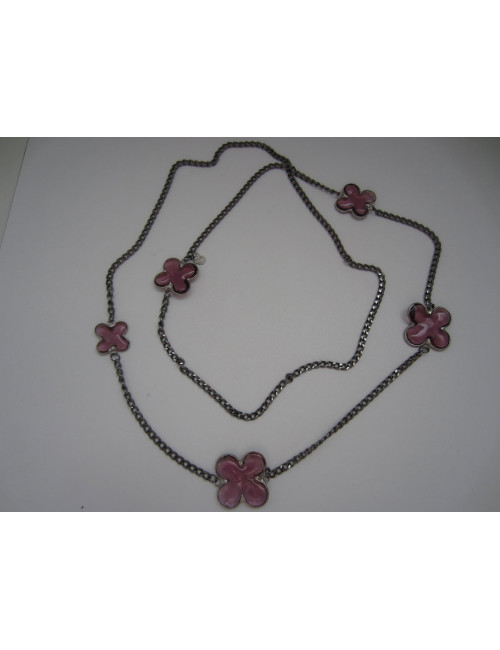 Sautoir trèfles mauve MARGUERITE DE VALOIS