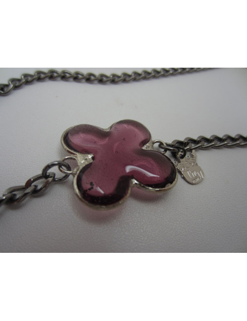 Sautoir trèfles mauve MARGUERITE DE VALOIS