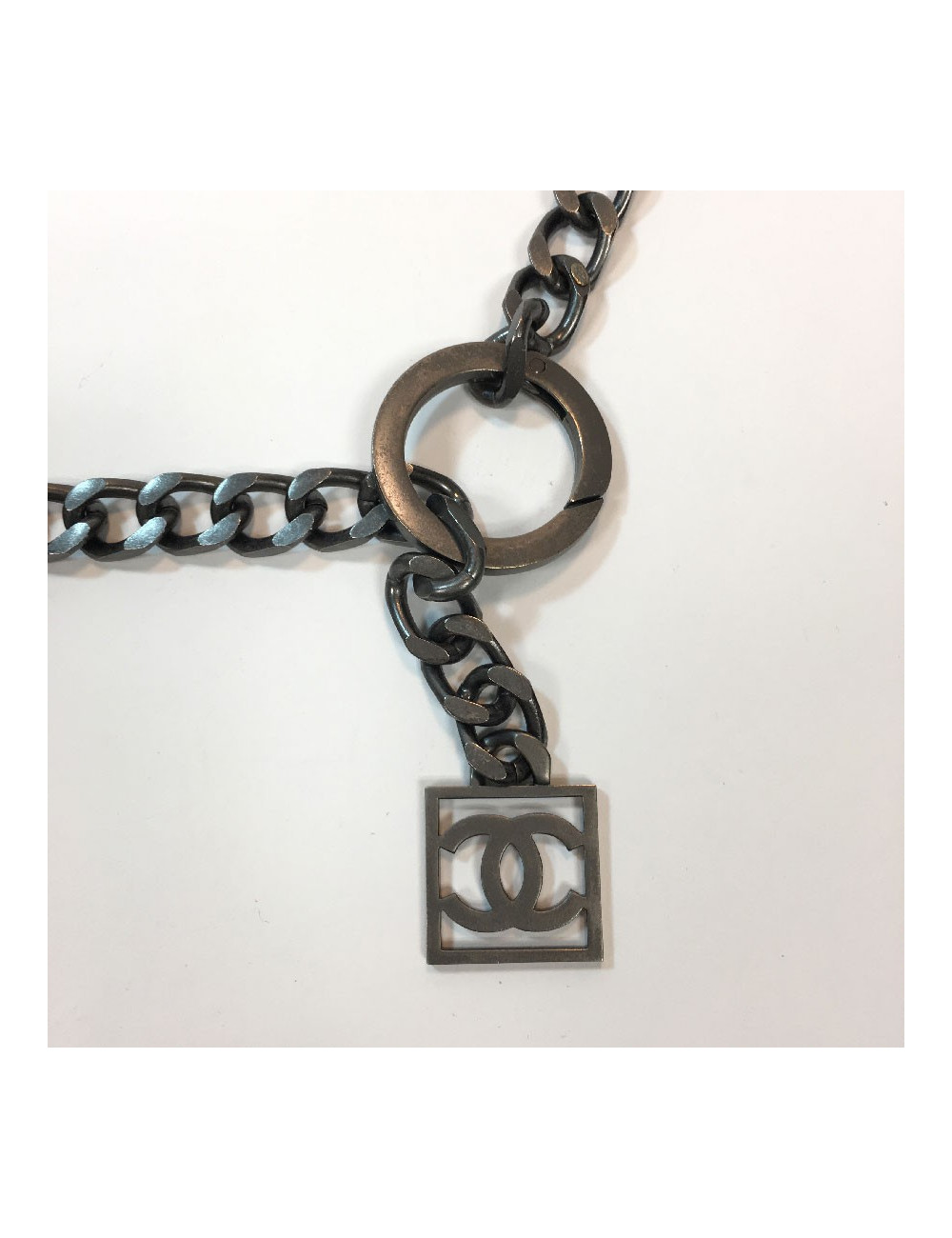 Ceinture sautoir CHANEL perles et métal ruthénium