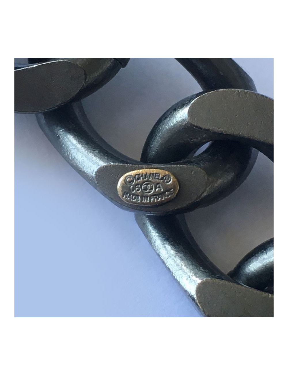 Ceinture sautoir CHANEL perles et métal ruthénium